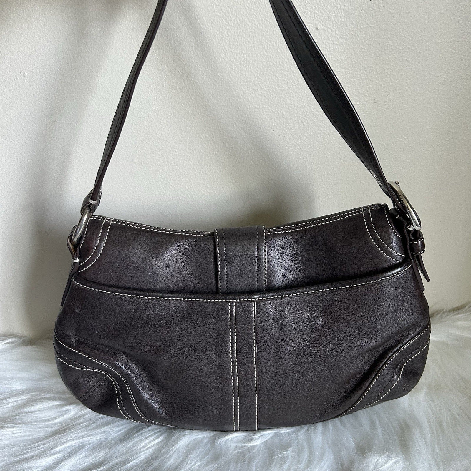 Coach Soho Flap Dark Brown Leather Shoulder Bag J0776-F10910 Excellent