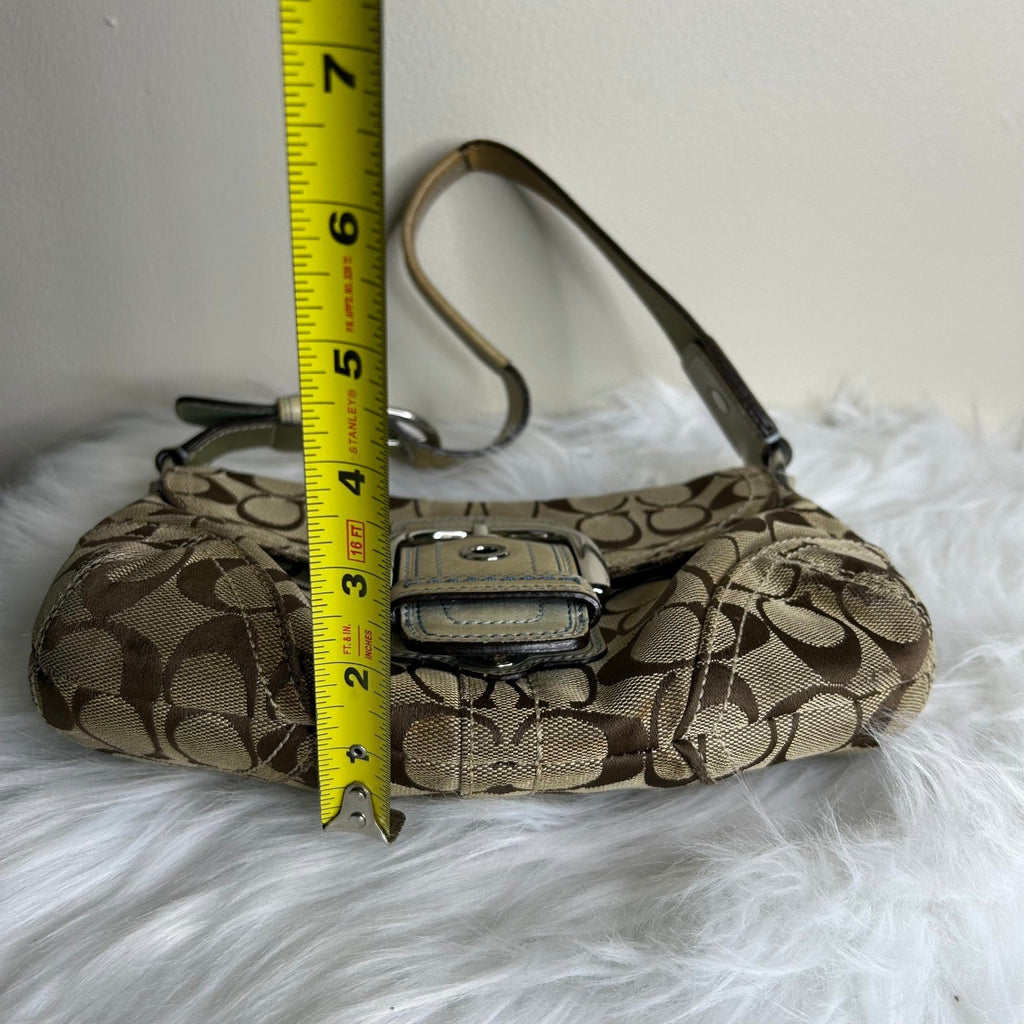 Coach Soho Signature Flap Brown Blue Canvas Leather Shoulder Bag D0871-11860