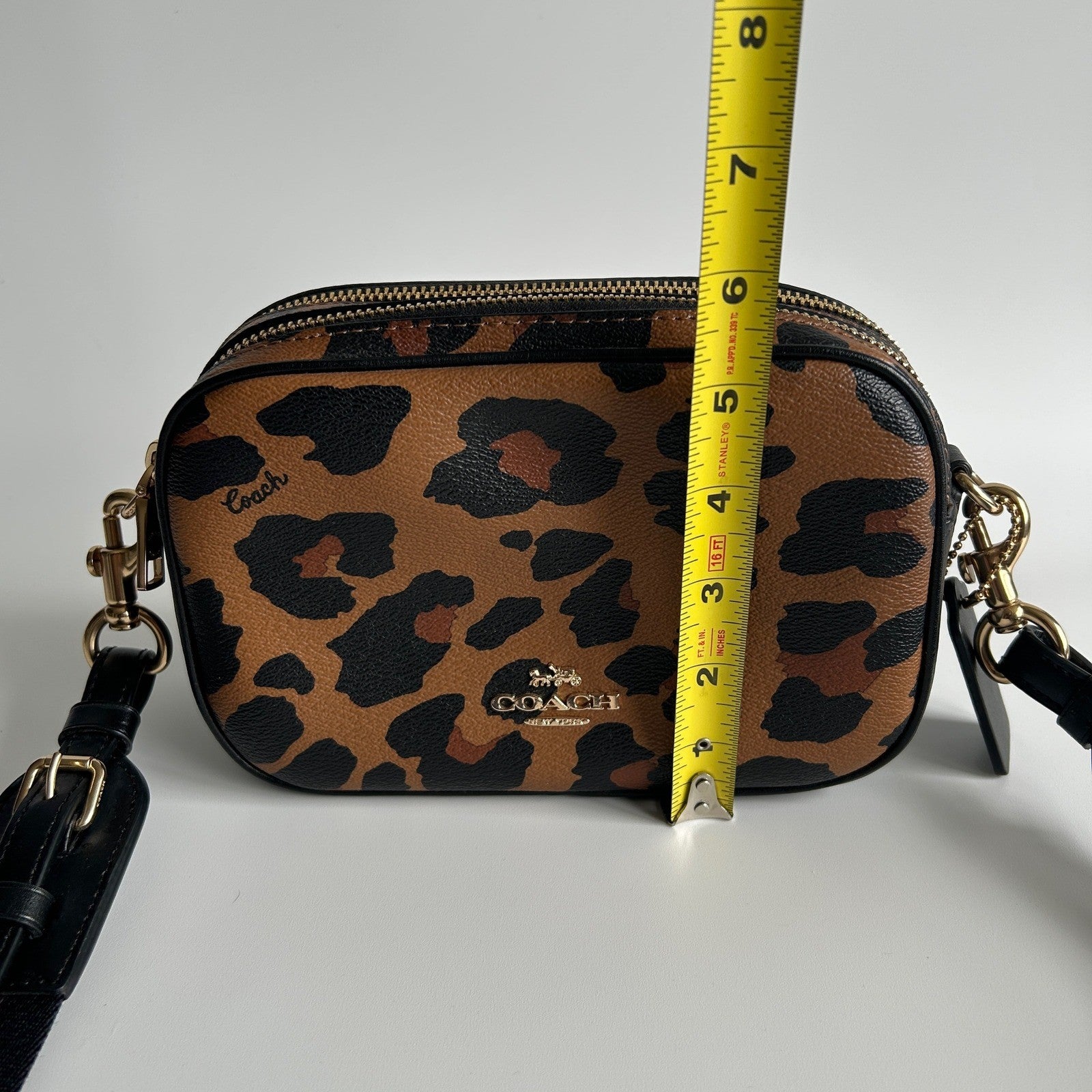 Coach Jamie Camera Bag Leopard Print Coated Canvas Crossbody Excellent