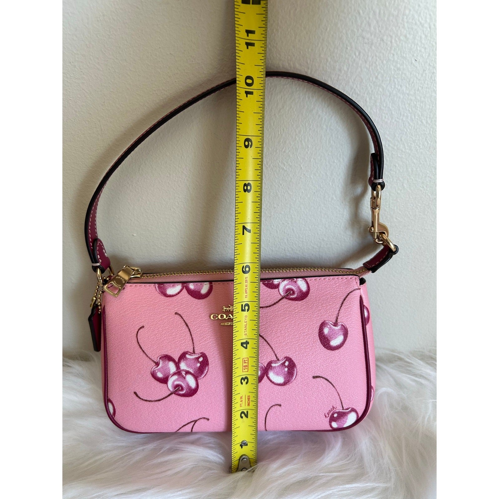 Coach Nolita 19 Pink Cherry Print Crossgrain Leather Shoulder Bag Excellent