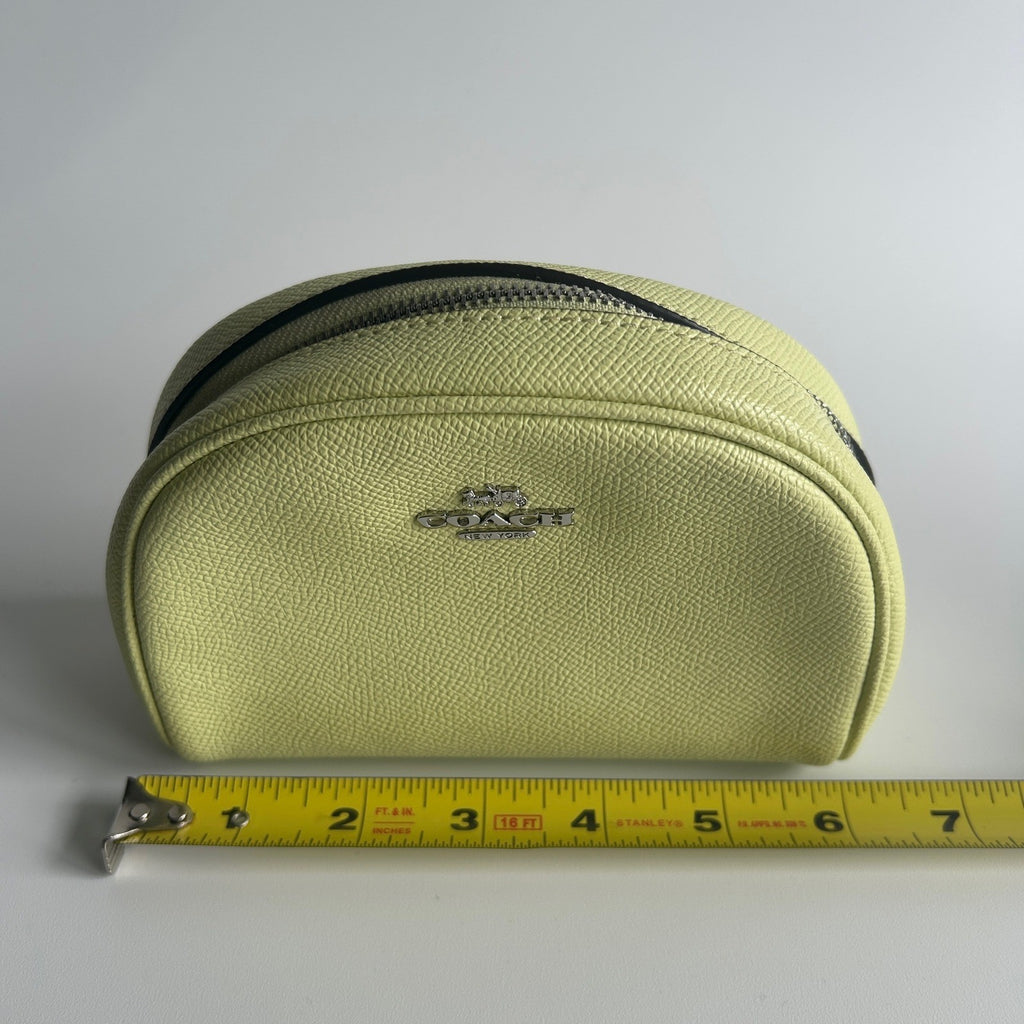Coach Cosmetic Case 17 Lime Green Crossgrain Leather Dome Pouch Excellent