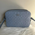Coach Mini Camera Bag Twilight Blue Pebbled Leather Crossbody NEW