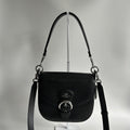 Coach Kleo Shoulder Bag 23 Black Pebbled Leather C5686 Excellent