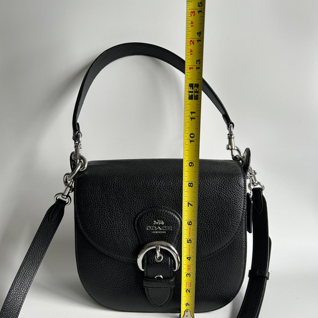 Coach Kleo Shoulder Bag 23 Black Pebbled Leather C5686 Excellent