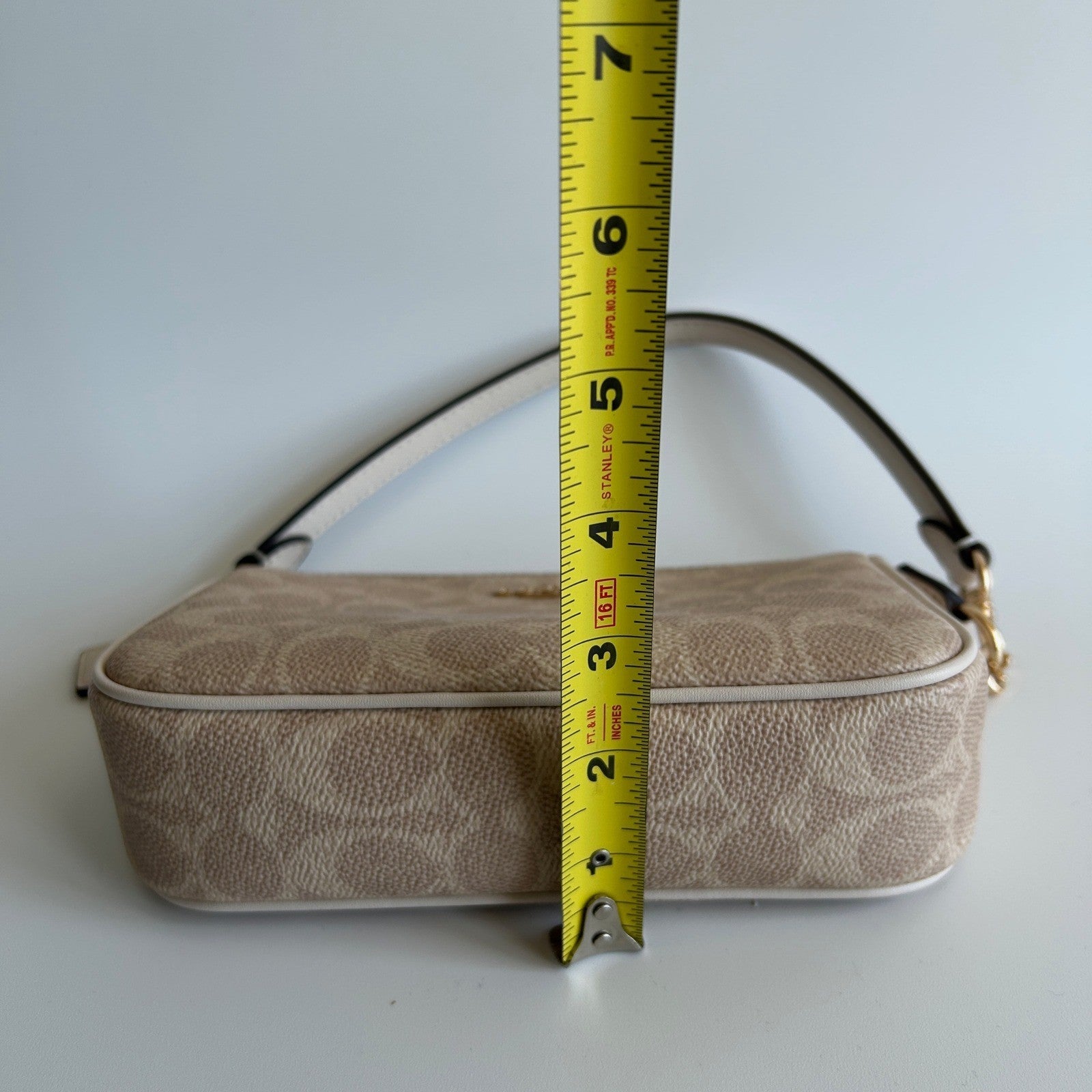 Coach Nolita 19 Light Khaki Chalk Signature Canvas Shoulder Bag Excellent