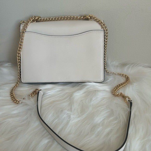 Coach Klare Chalk White Leather Signature Canvas Crossbody Bag 90400 Excellent