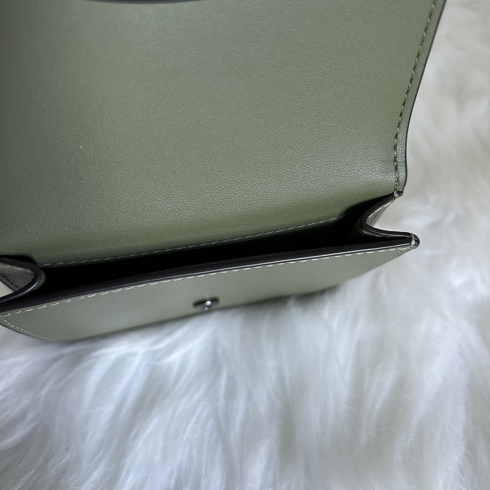 Coach Wyn Small Wallet Olive Green Leather Tri-Fold Card Case C2328