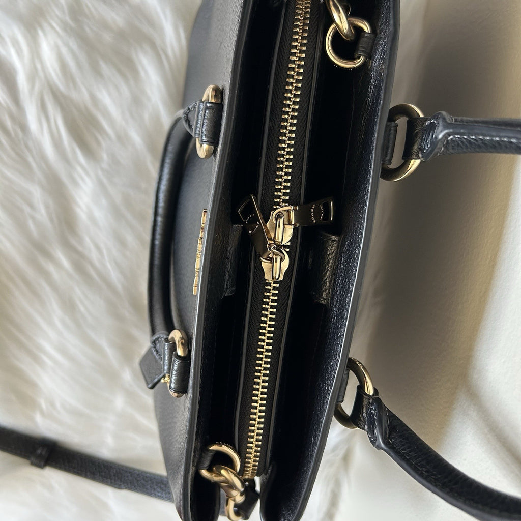 Coach Savannah Small Black Pebbled Leather Satchel Shoulder Bag Excellent