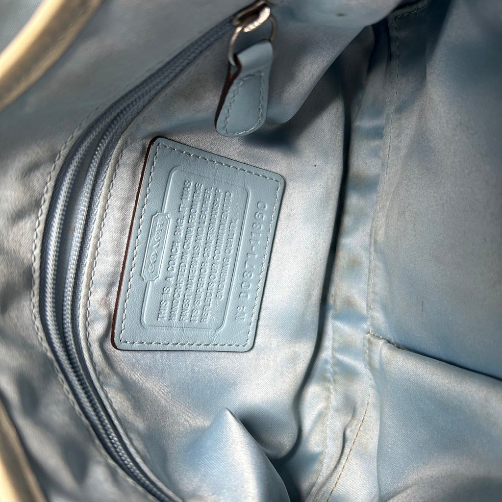 Coach Soho Signature Flap Brown Blue Canvas Leather Shoulder Bag D0871-11860