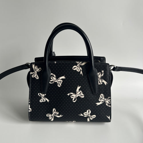 Coach Andrea Carryall Black Bow Print Leather Crossbody Bag CAA77 Excellent