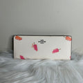 Coach Popsicle Print Chalk White Crossgrain Leather Slim Wallet NEW