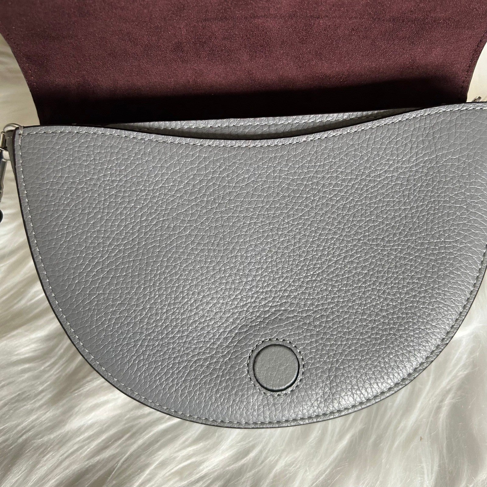 Coach Ellen Grey Pebbled Leather Crossbody Bag Excellent