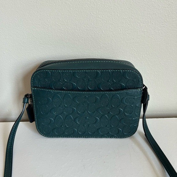 Coach Jamie Camera Bag Dark Green Signature Leather Crossbody Excellent