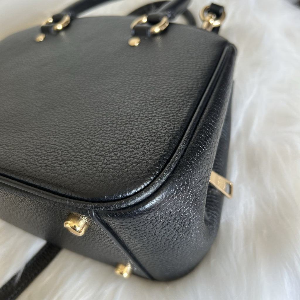 Coach Savannah Small Black Pebbled Leather Satchel Shoulder Bag Excellent