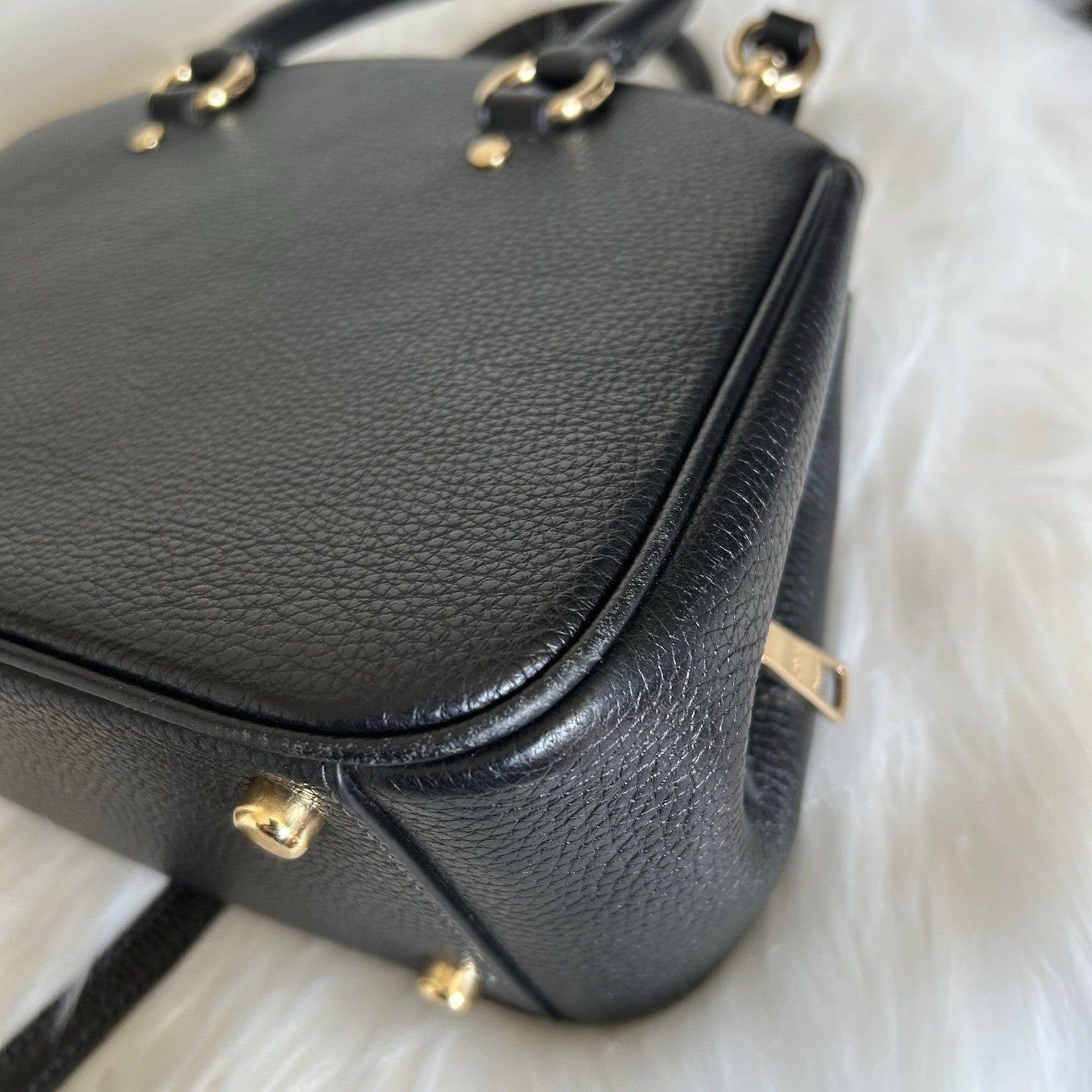 Coach Savannah Small Black Pebbled Leather Satchel Shoulder Bag Excellent