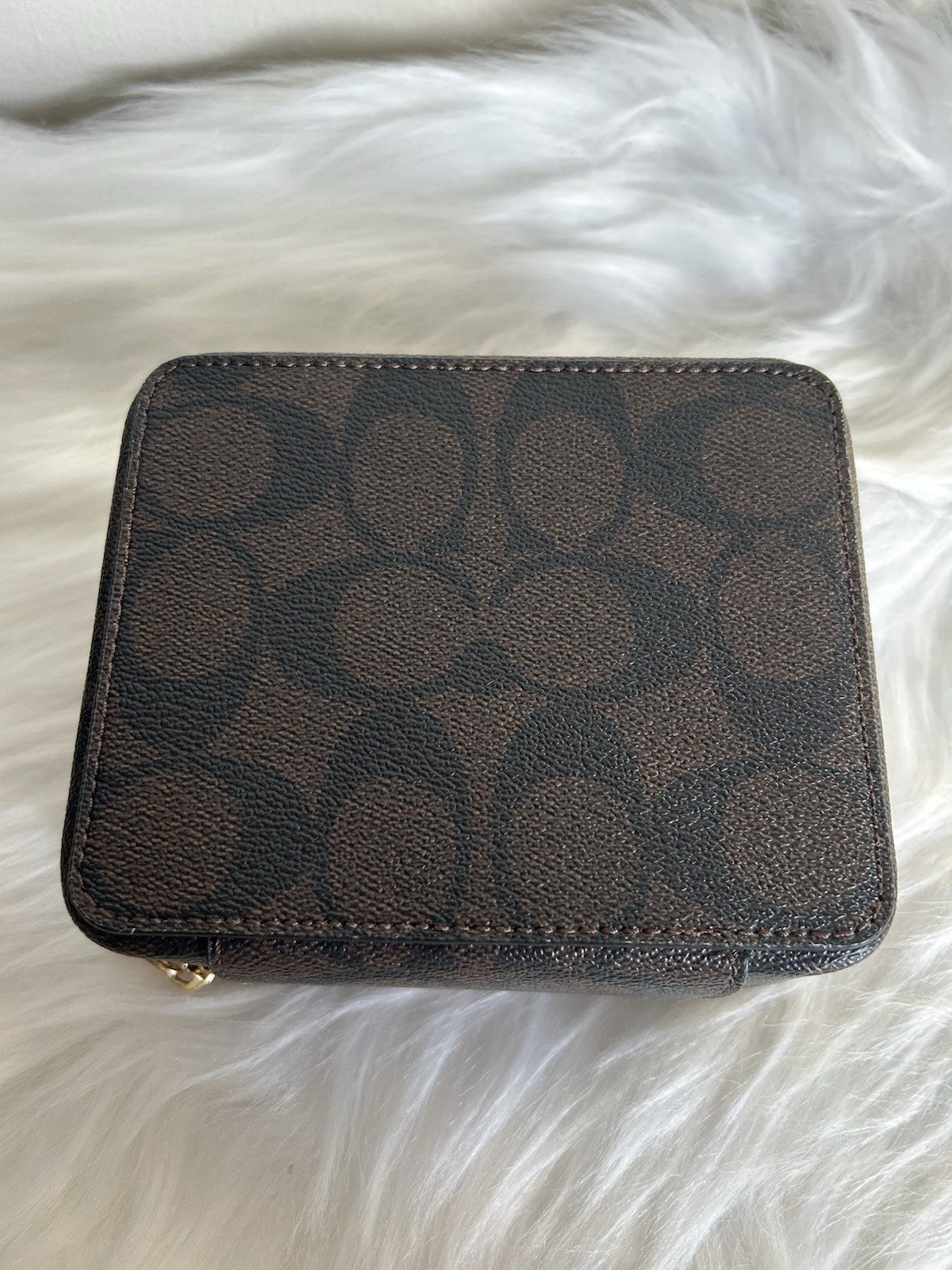 NWT Coach Jewelry Box In Signature Canvas Brown/Black
