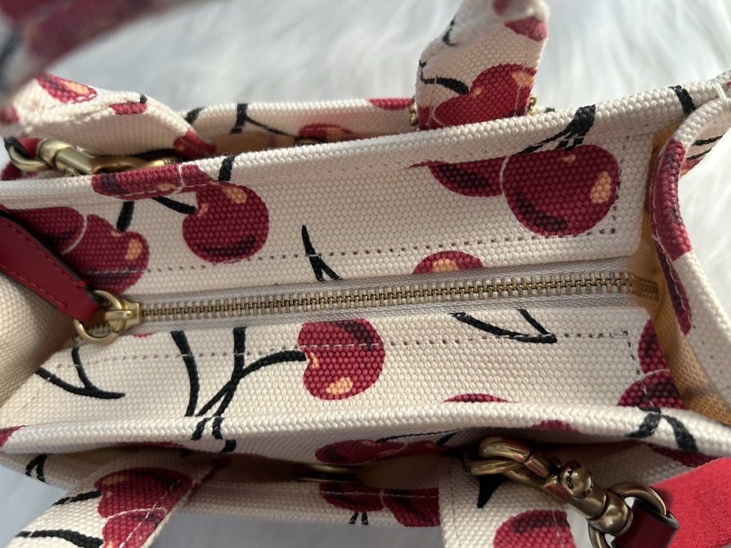 COACH Mini Cargo Tote Bag 20 Cherry Print