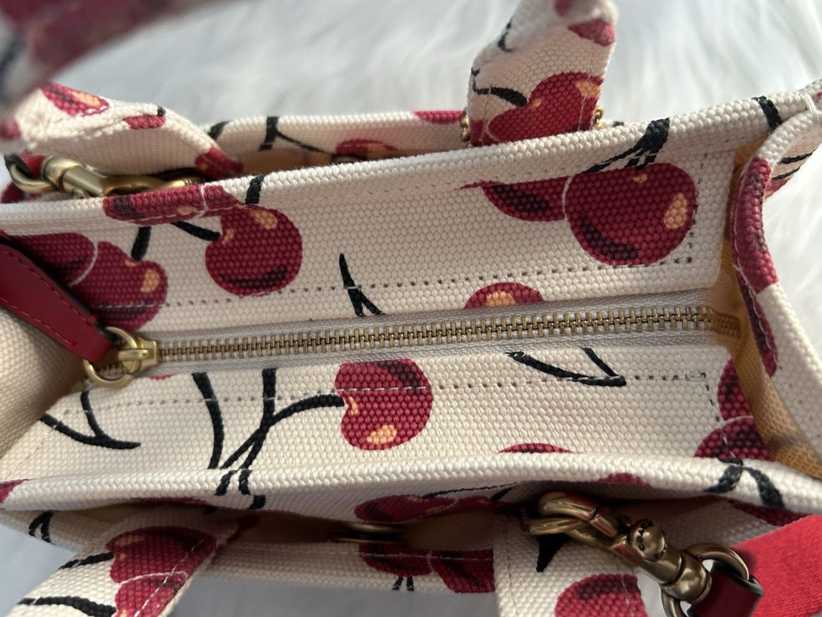 COACH Mini Cargo Tote Bag 20 Cherry Print