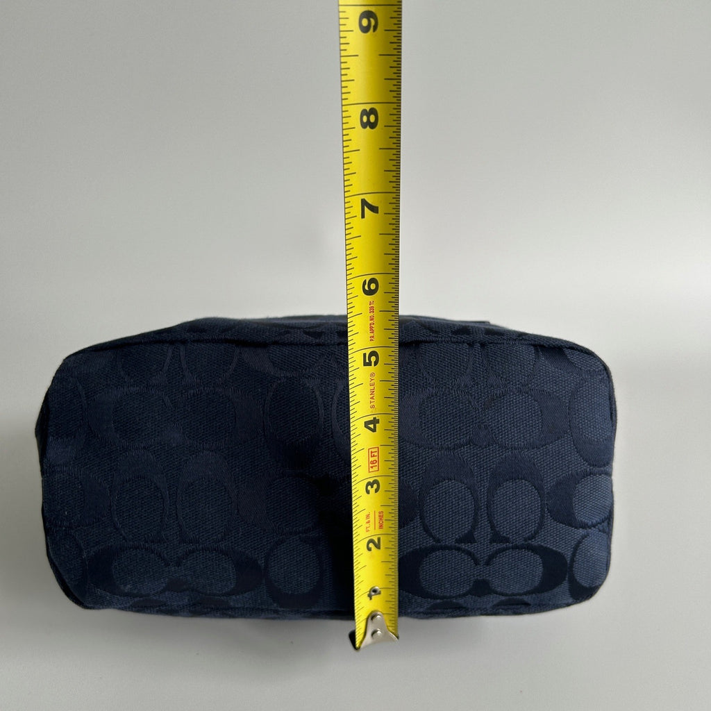 Coach Demi Bag Navy Blue Signature Canvas Leather Shoulder Bag Excellent