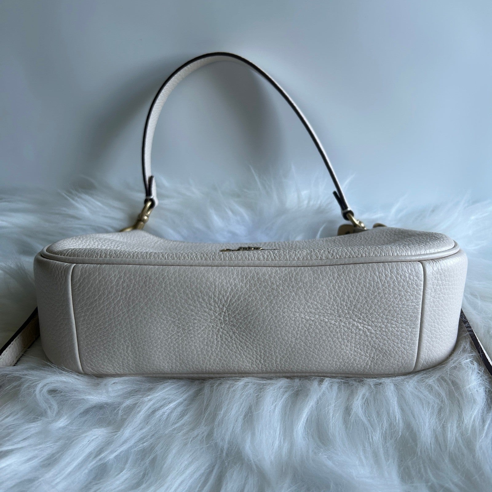 Coach Disney Mickey Chalk White Pebbled Leather Teri Shoulder Bag Excellent