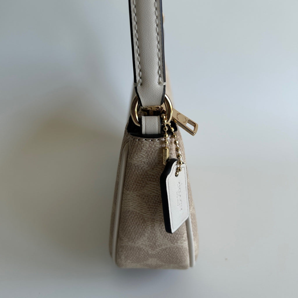 Coach Nolita 19 Light Khaki Chalk Signature Canvas Shoulder Bag Excellent