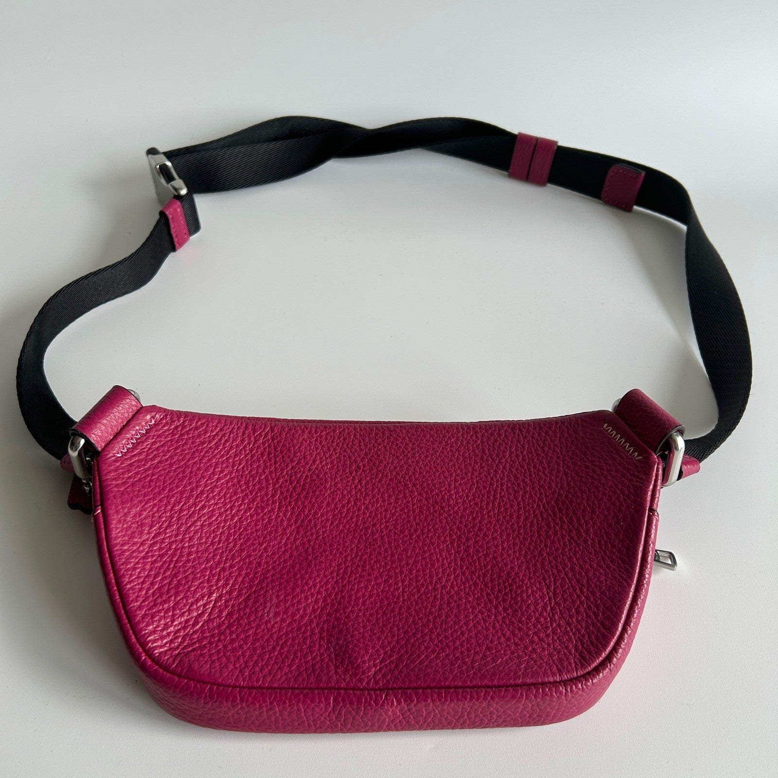 Coach Elias Mini Belt Bag Magenta Pebbled Leather Fanny Pack Good Condition