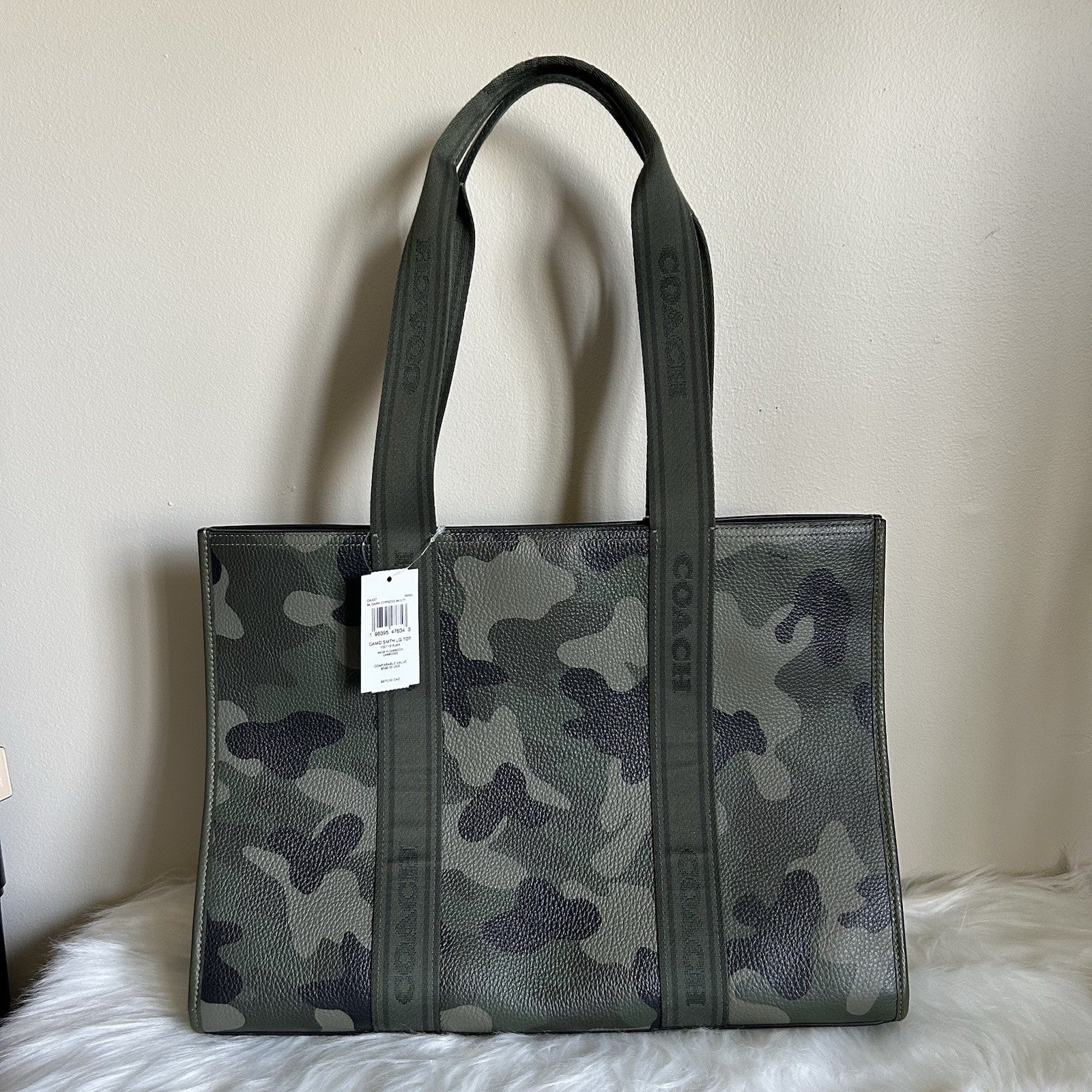 Coach Smith Tote Dark Cypress Camo Pebbled Leather Large Bag NWT