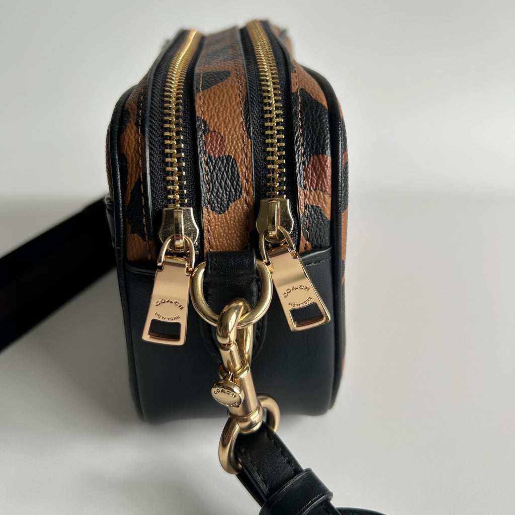 Coach Jamie Camera Bag Leopard Print Coated Canvas Crossbody Excellent