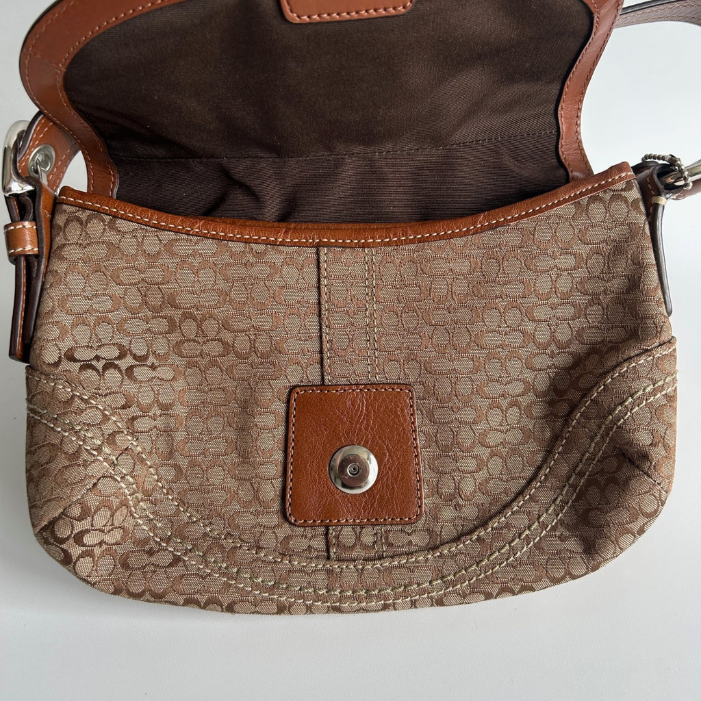 Coach Soho Signature Brown Canvas Leather Shoulder Bag EXCELLENT