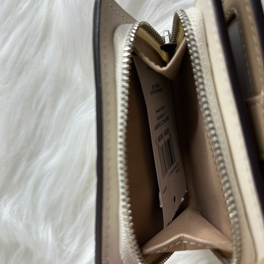 Coach Snap Wallet Chalk White Cherry Print Pebbled Leather NEW