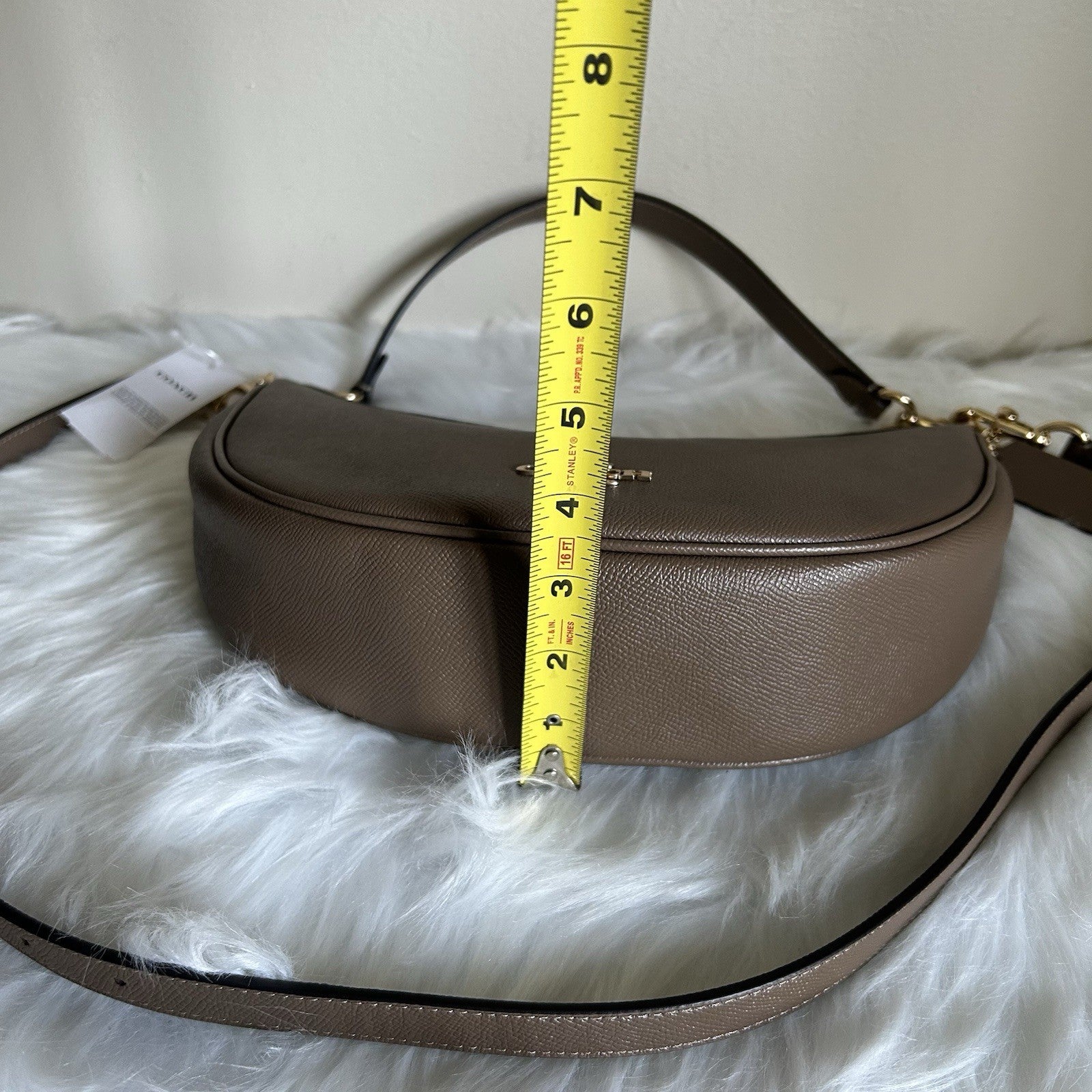 Coach Aria Dark Stone Pebbled Leather Shoulder Bag CCL28 NEW