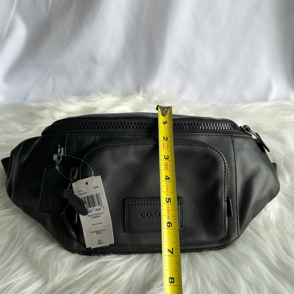 Coach Track Belt Bag Black Pebbled Leather C2716 NWT