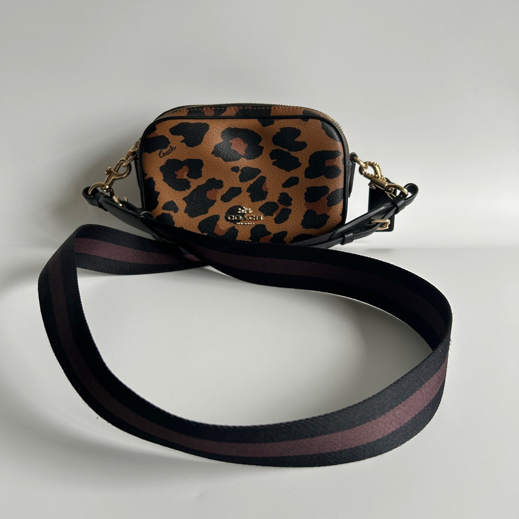 Coach Jamie Camera Bag Leopard Print Coated Canvas Crossbody Excellent