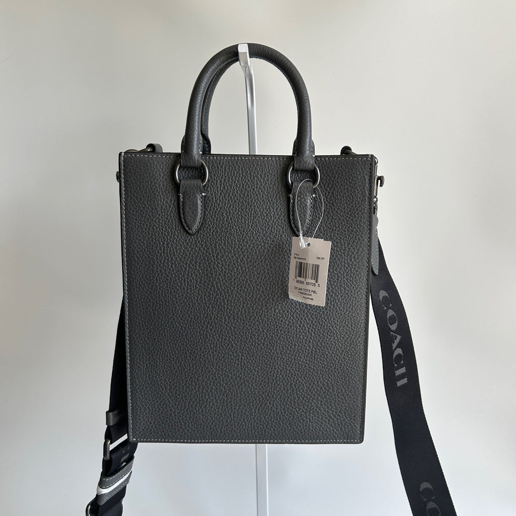 Coach Dylan Tote Graphite Grey Pebbled Leather Crossbody Bag NEW