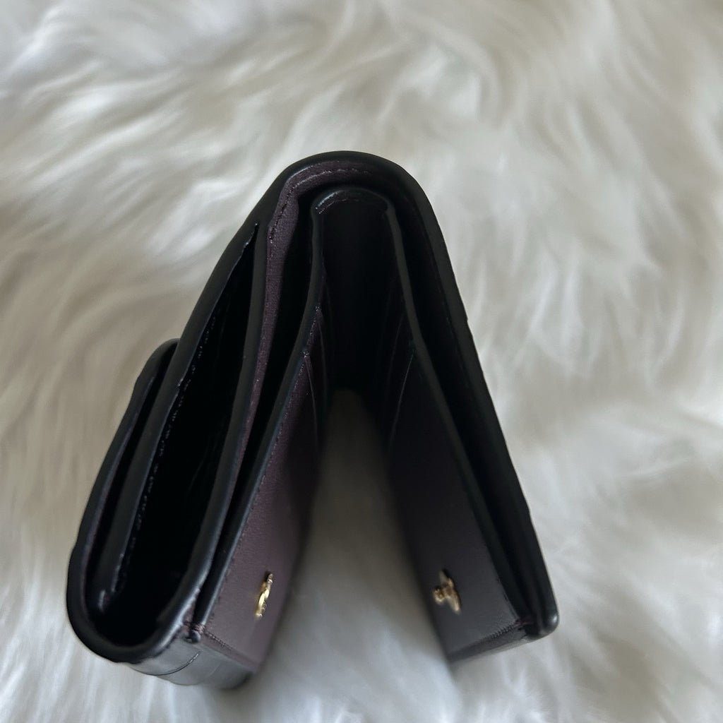 Coach Tabby Small Wallet Black Croc Embossed Leather Gold Excellent