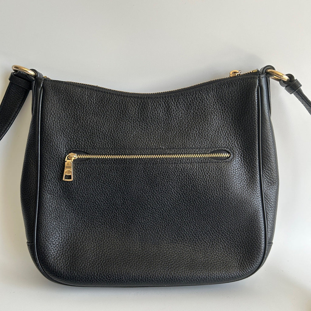Coach Ellie File Bag Black Refined Pebble Leather Crossbody Excellent