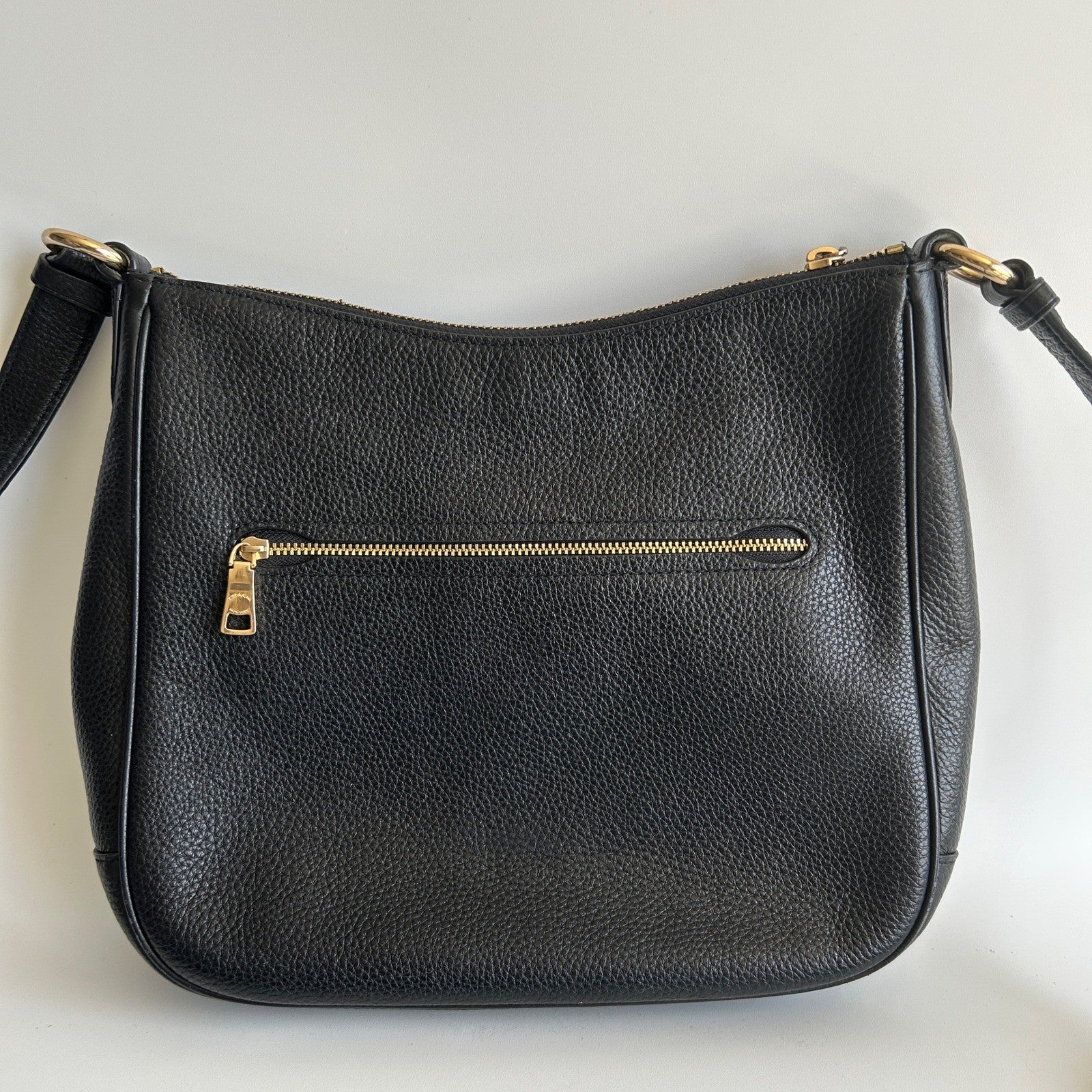 Coach Ellie File Bag Black Refined Pebble Leather Crossbody Excellent