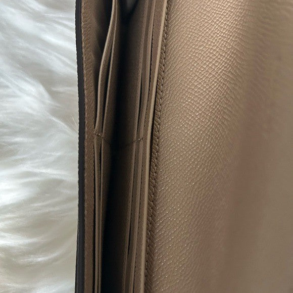 Coach Wyn Soft Wallet Metallic Gold Crossgrain Leather Envelope C Logo C2327