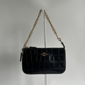 Coach Nolita 19 Black Crocodile Embossed Leather Wristlet Bag Excellent
