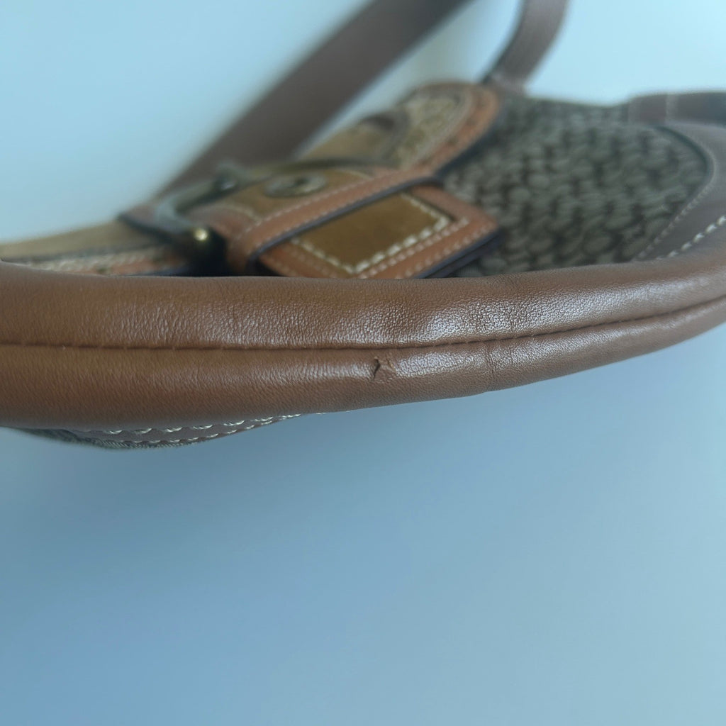 Coach Soho Signature Southwest Brown Canvas Leather Hobo Bag F11517 Excellent
