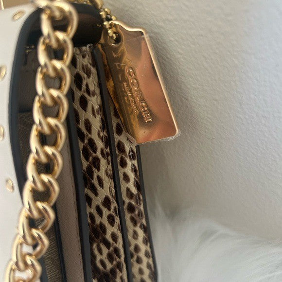 Coach Klare Chalk White Leather Signature Canvas Crossbody Bag 90400 Excellent