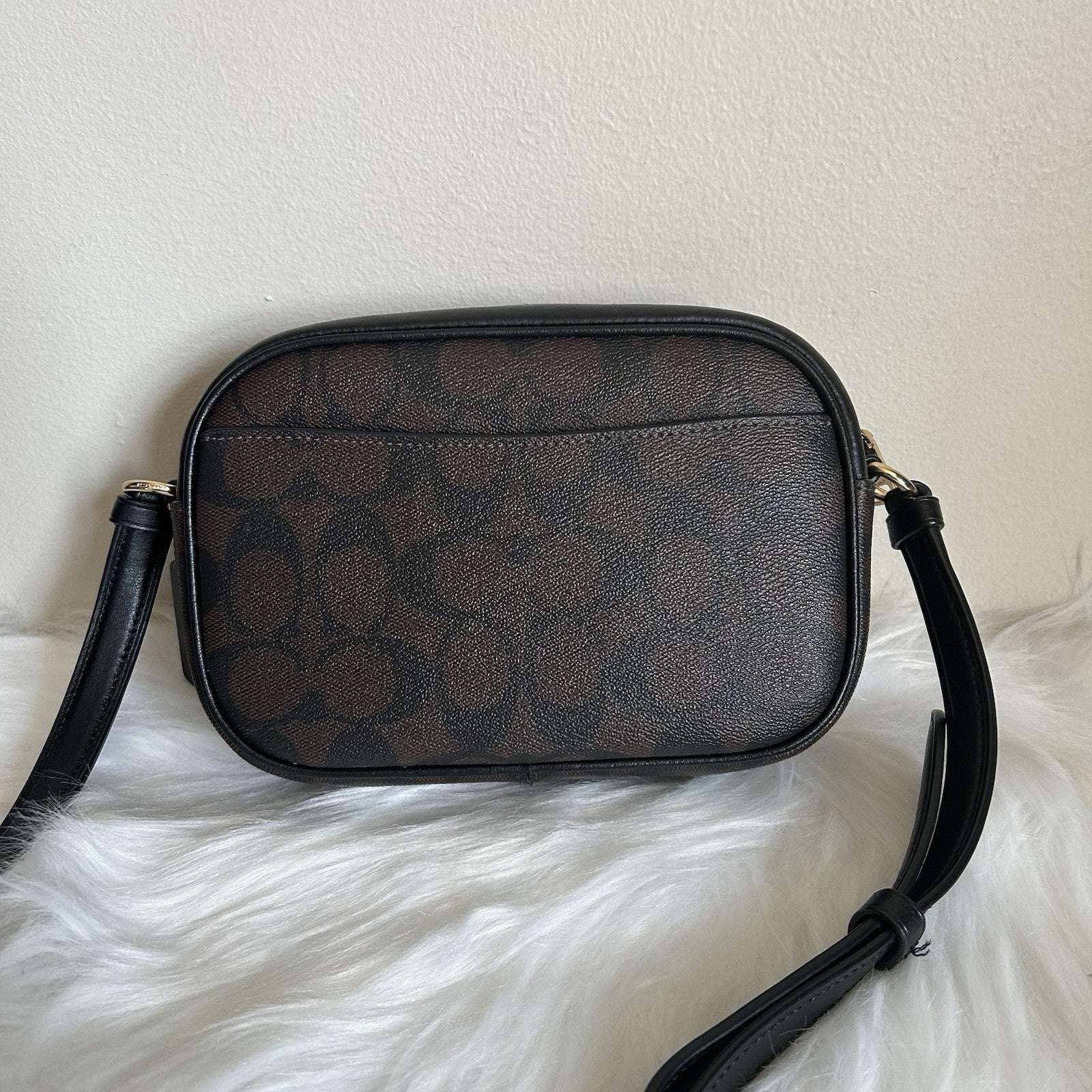 Coach Jamie Camera Bag Brown Black Signature Canvas Crossbody Excellent