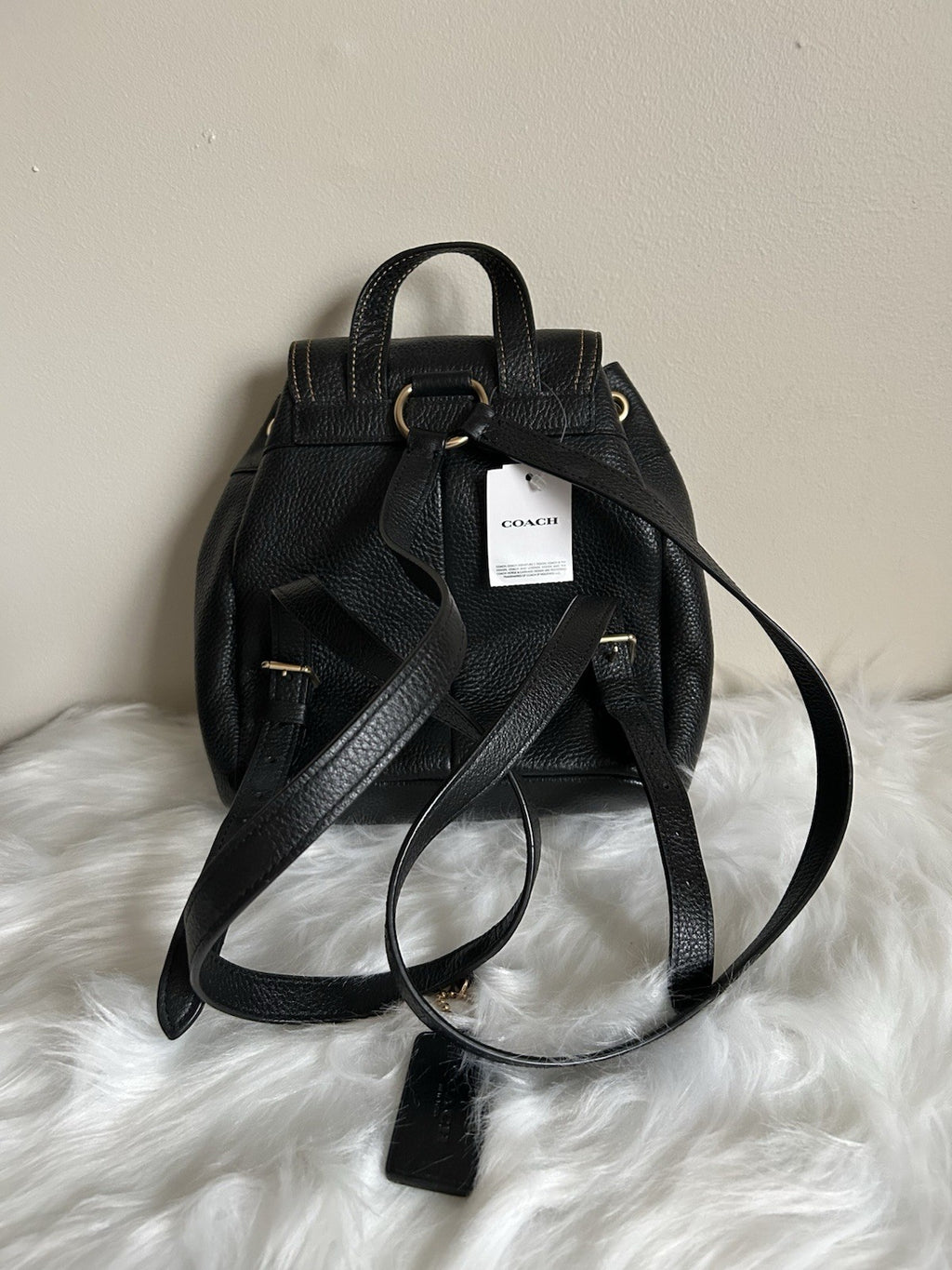 Coach Pennie 22 Black Pebbled Leather Backpack NWT C4121