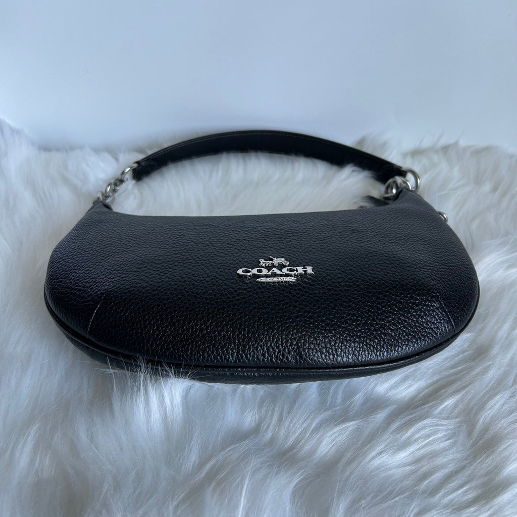Coach Payton Black Pebble Leather Shoulder Bag Excellent