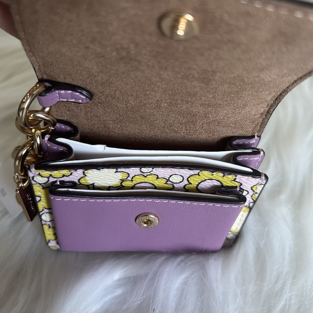 Coach Mini Klare Lilac Multi Floral Leather Bag Charm NWT CBL32