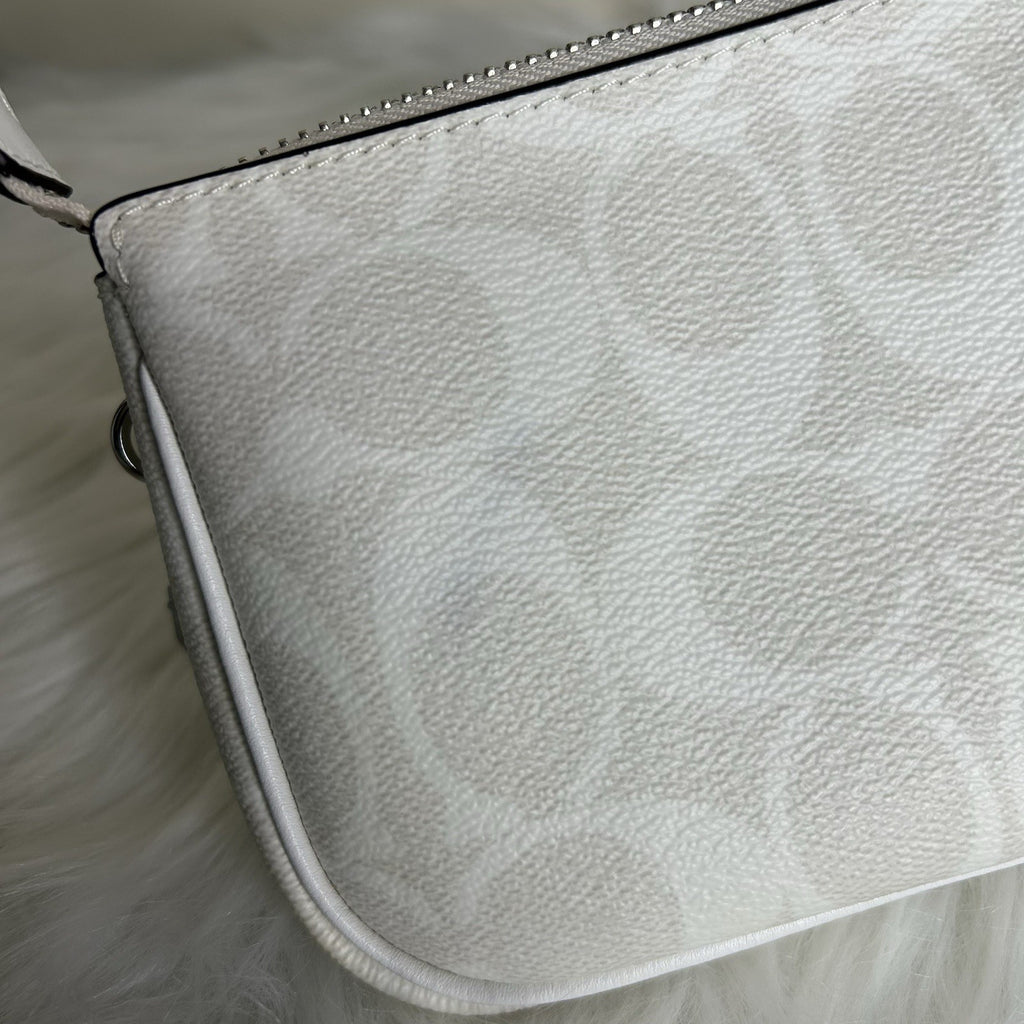 Coach Nolita 15 Mini Chalk White Signature Canvas Shoulder Bag Good
