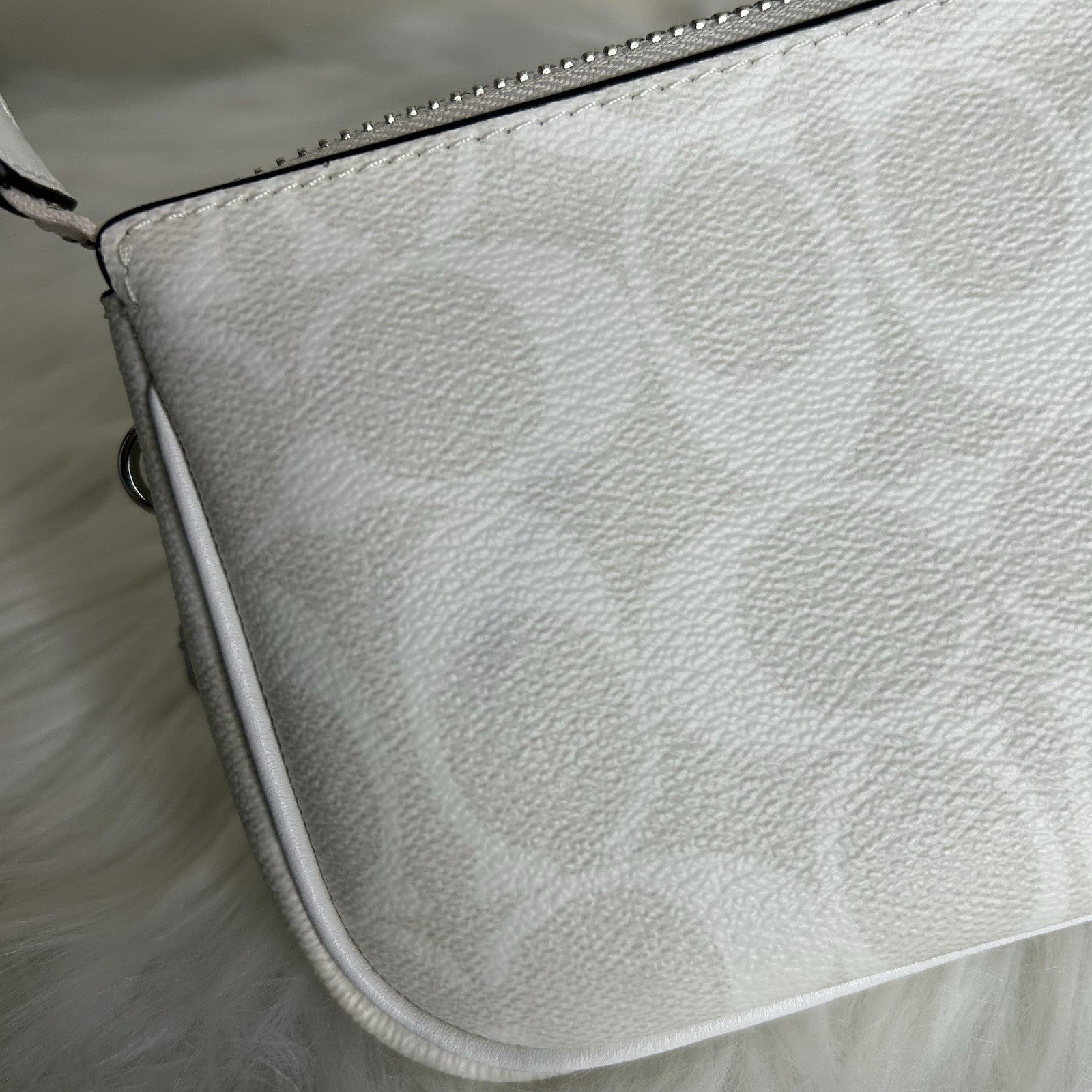 Coach Nolita 15 Mini Chalk White Signature Canvas Shoulder Bag Good