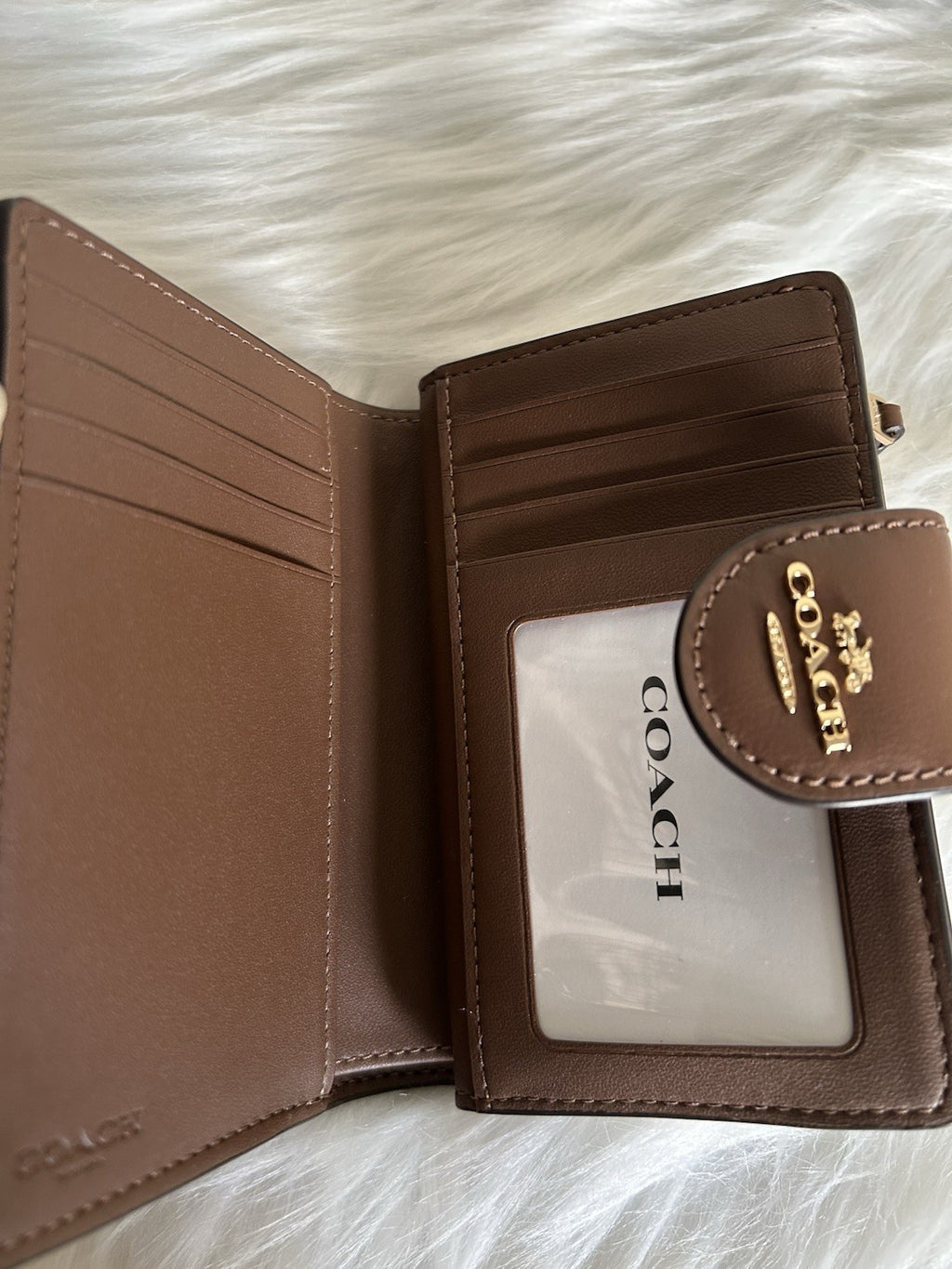 NWT Coach  Medium Corner Zip Wallet Signature Canvas Khaki Saddle 2