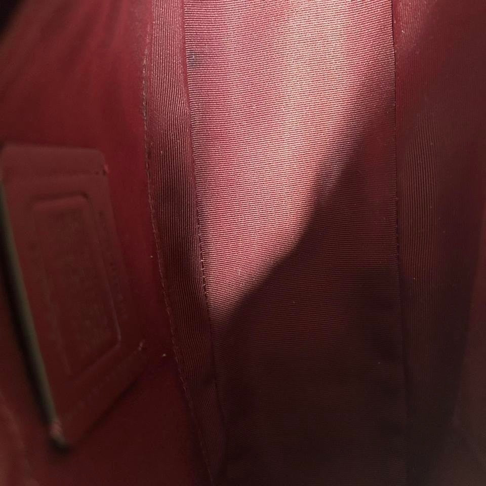 Coach Teri Khaki Electric Pink Signature Canvas Shoulder Bag Excellent
