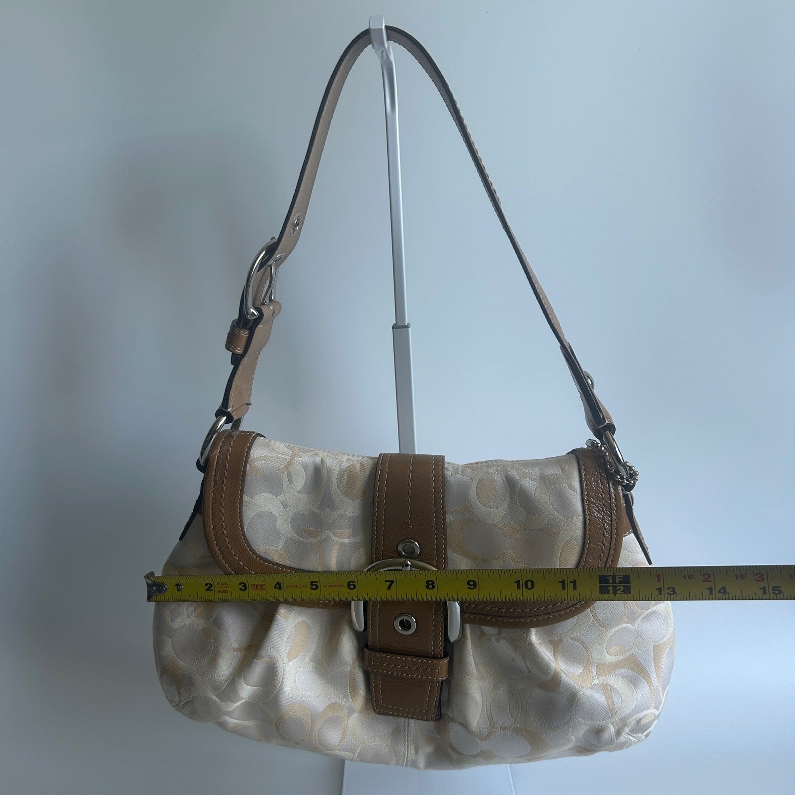 Coach Soho Signature Cream Tan Jacquard Leather Shoulder Bag GOOD